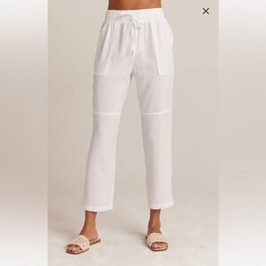 Bella Dahl Utility Tie Waist Linen Trouser White Medium EUC